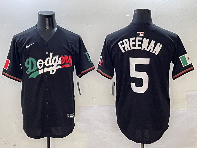 Men Los Angeles Dodgers #5 Freeman Black Mexico Nike 2025 MLB Jersey style 1